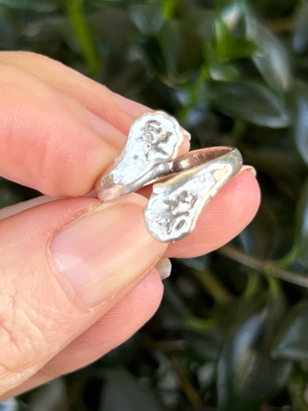 Vintage Sterling Silver Siam Enamel Bypass Ring